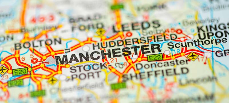 Manchester - Bolton - Leeds map